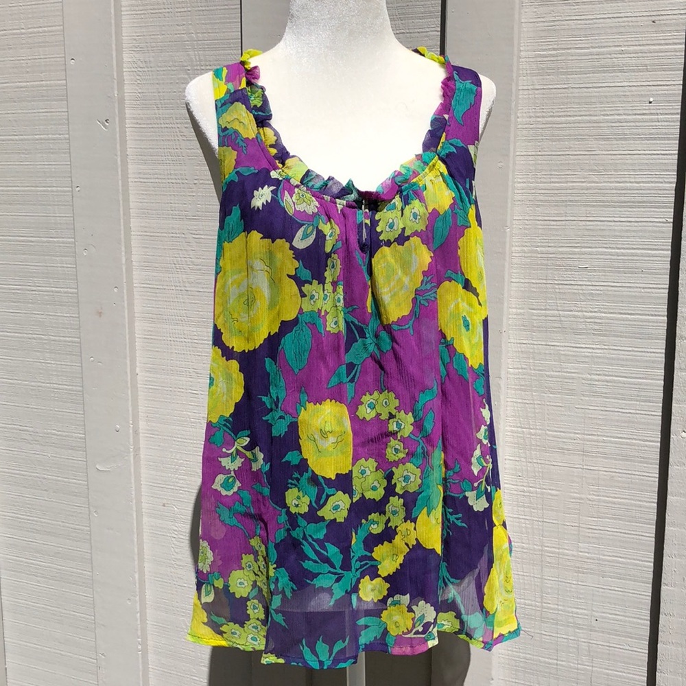 ELLA MOSS Silk Floral Print Racerback Top